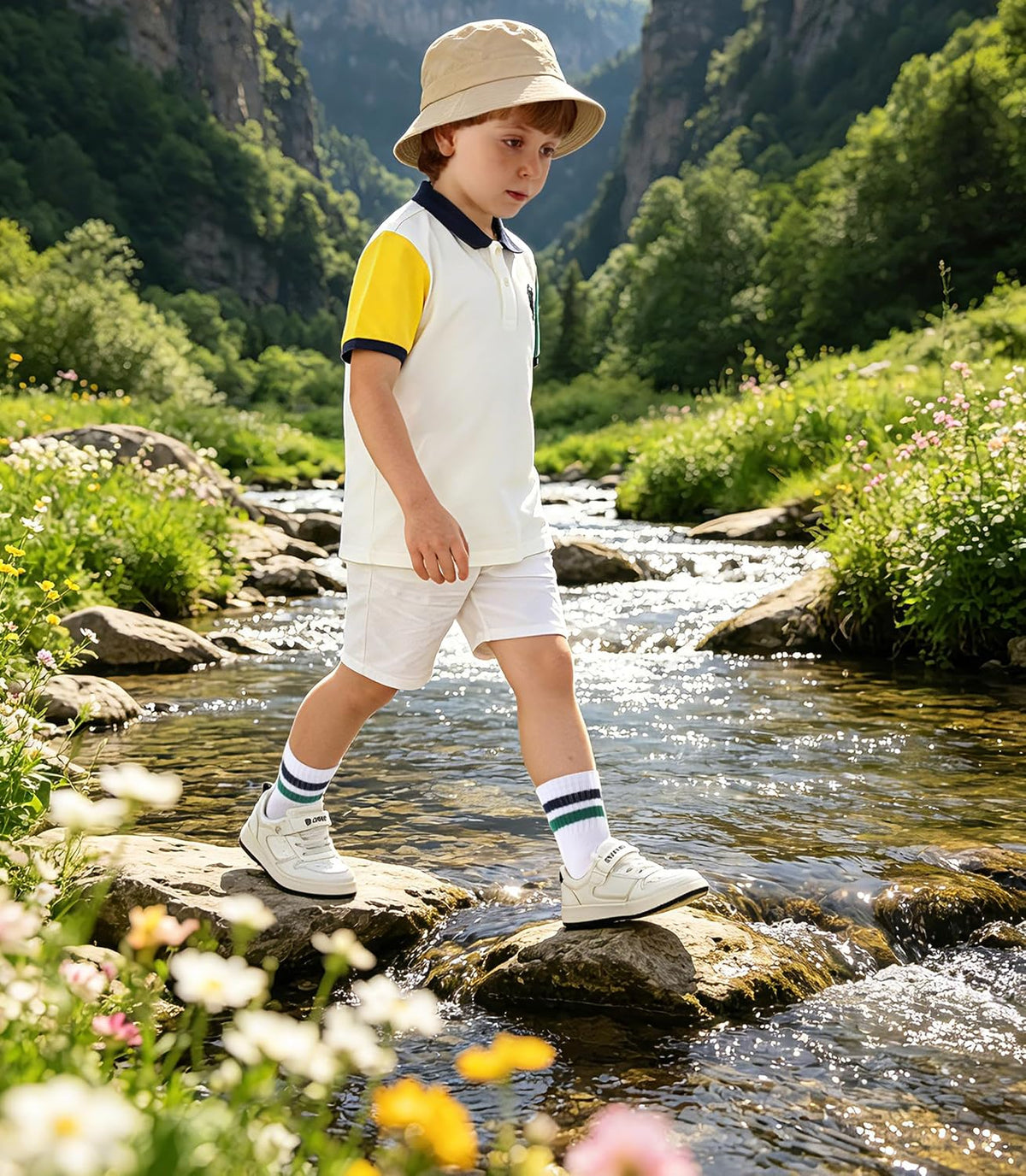Boys Crew Socks 6 Pairs, Cotton School Socks for Kids Girls