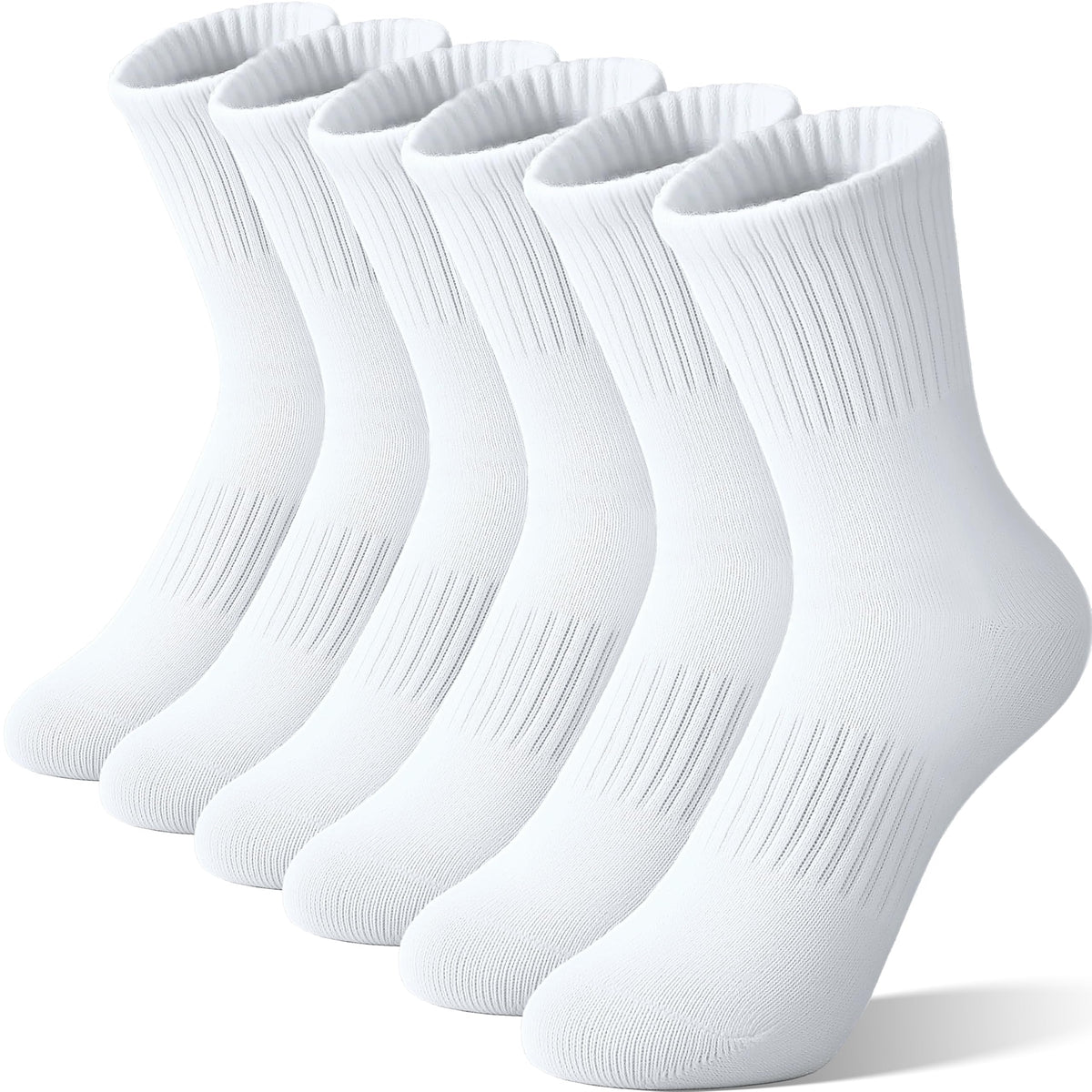Unisex School Kids Boys Girls Athletic Socks Soft Cotton Student Uniform White Black Gray Crew Socks 6 Pairs
