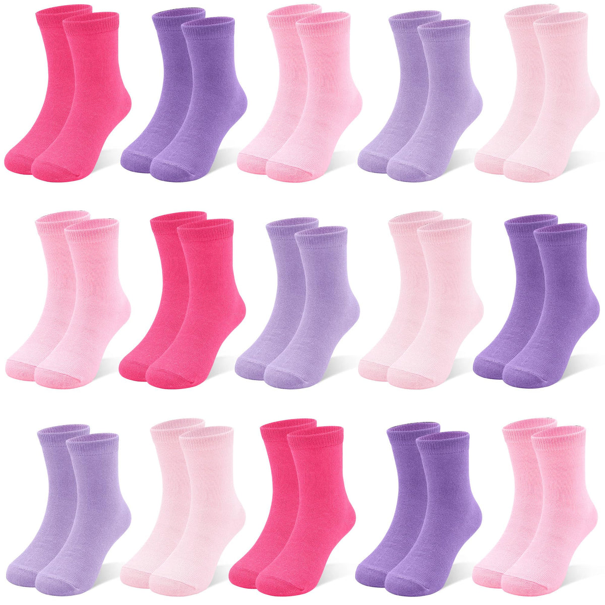 ZERULETS 15 Pairs Kids Socks Toddler Crew School Athletic Socks 1-14 Years