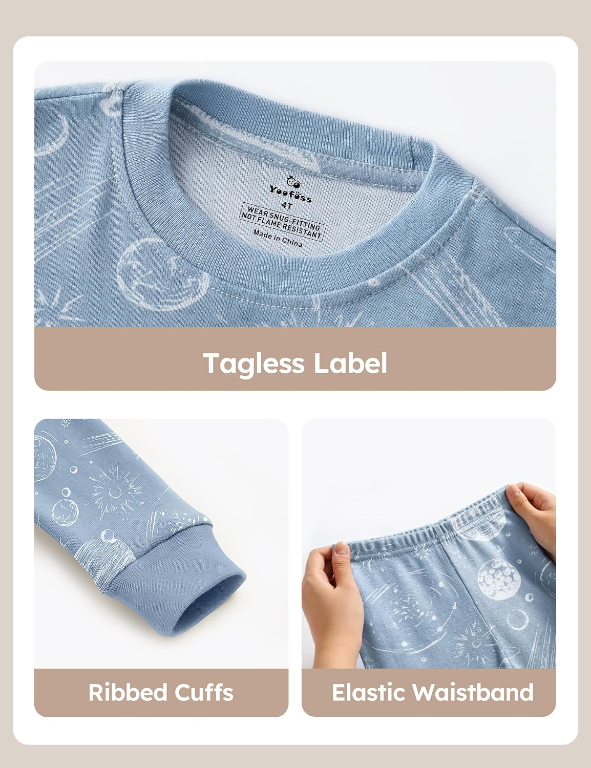 Yoofoss Toddler Pajamas 100% Organic Cotton Pjs Kids Set for Boys Girls