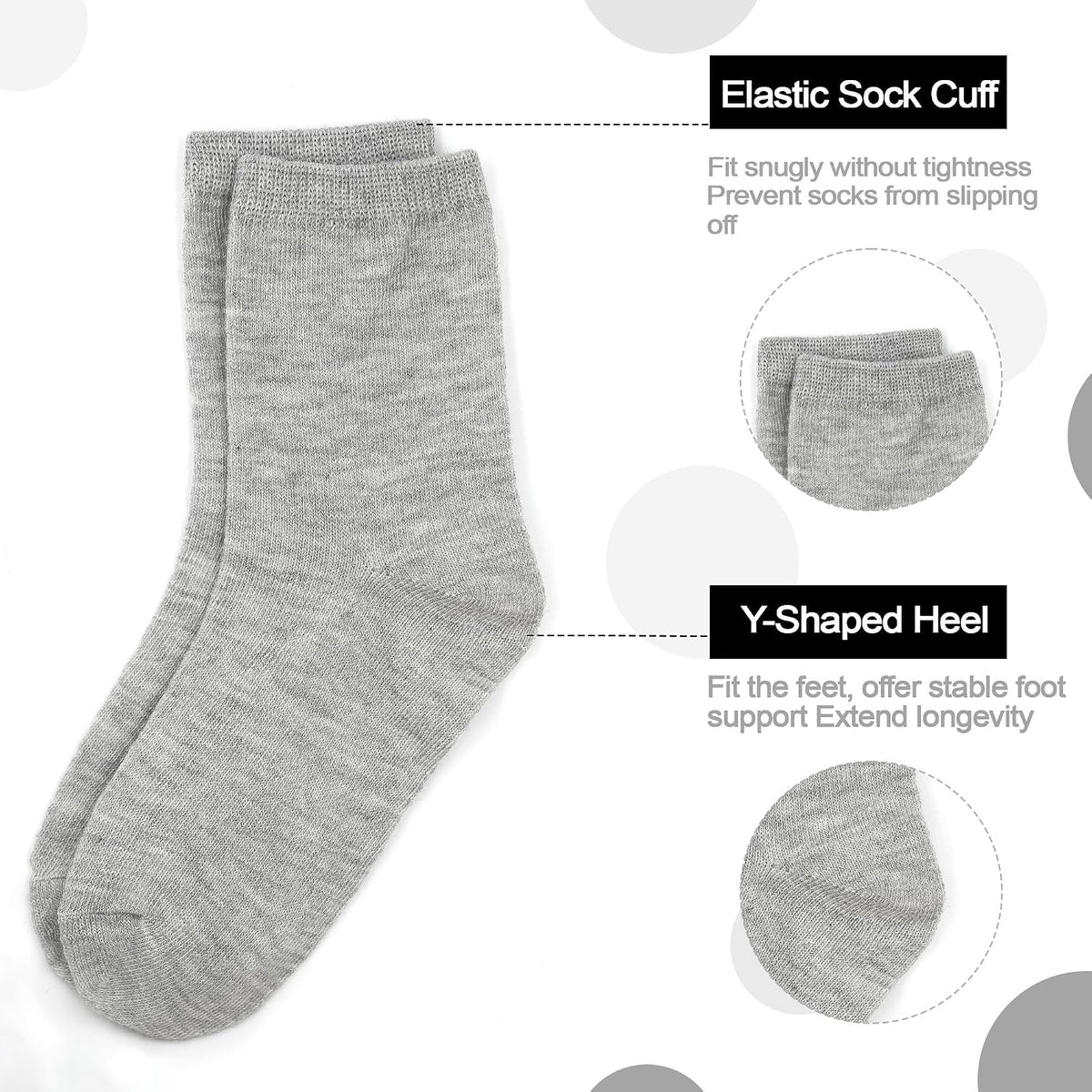 ZERULETS 15 Pairs Kids Socks Toddler Crew School Athletic Socks 1-14 Years
