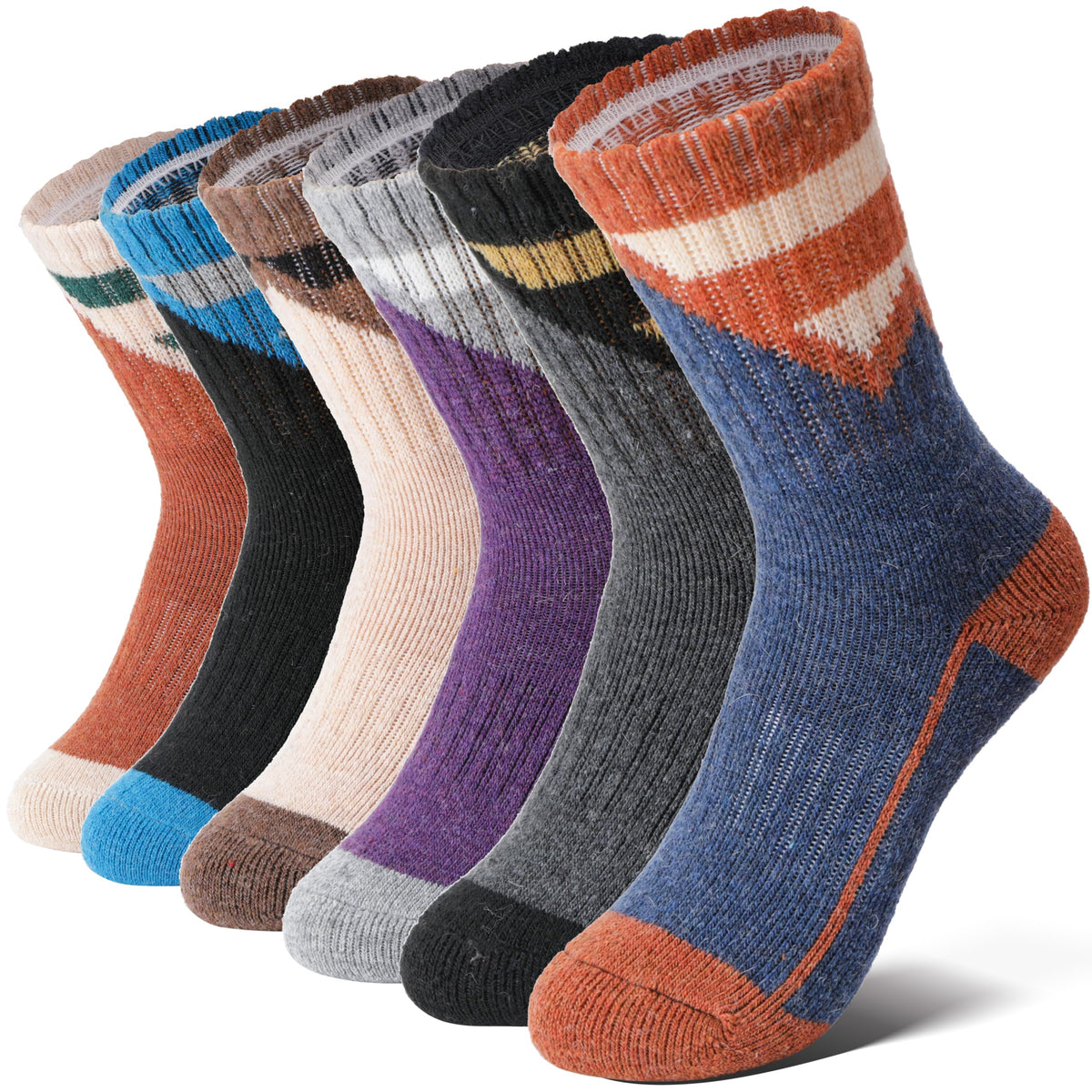Anlisim Kids Merino Wool Hiking Socks for Boys Girls Toddlers, 6 Pairs