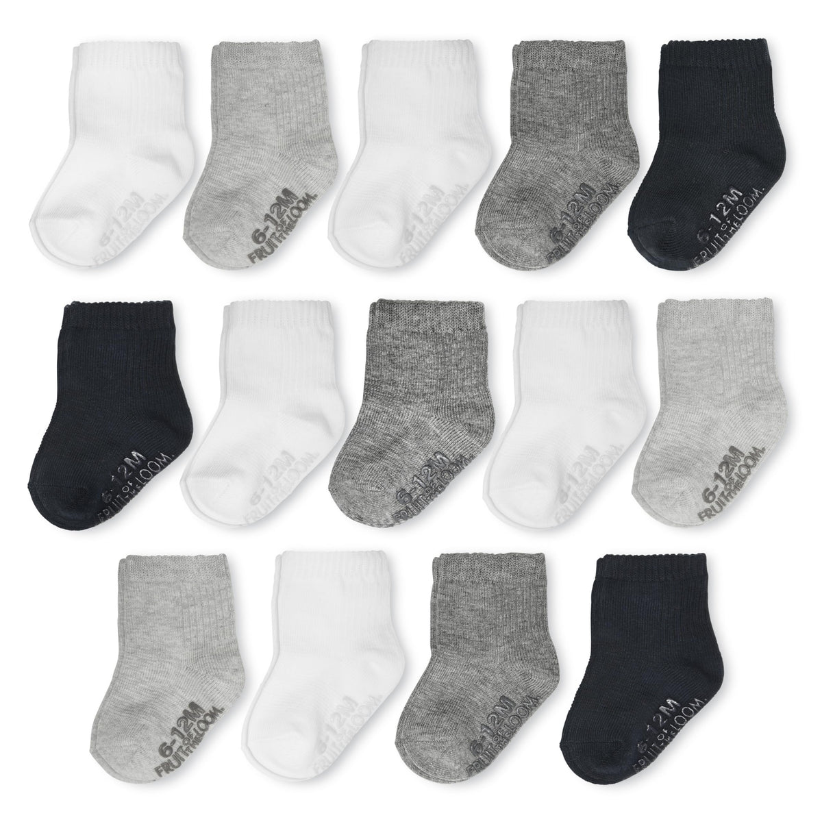 Fruit of the Loom Baby & Toddler Grow & Fit Flex Zones Cotton Stretch Socks - Unisex, Girls, Boys