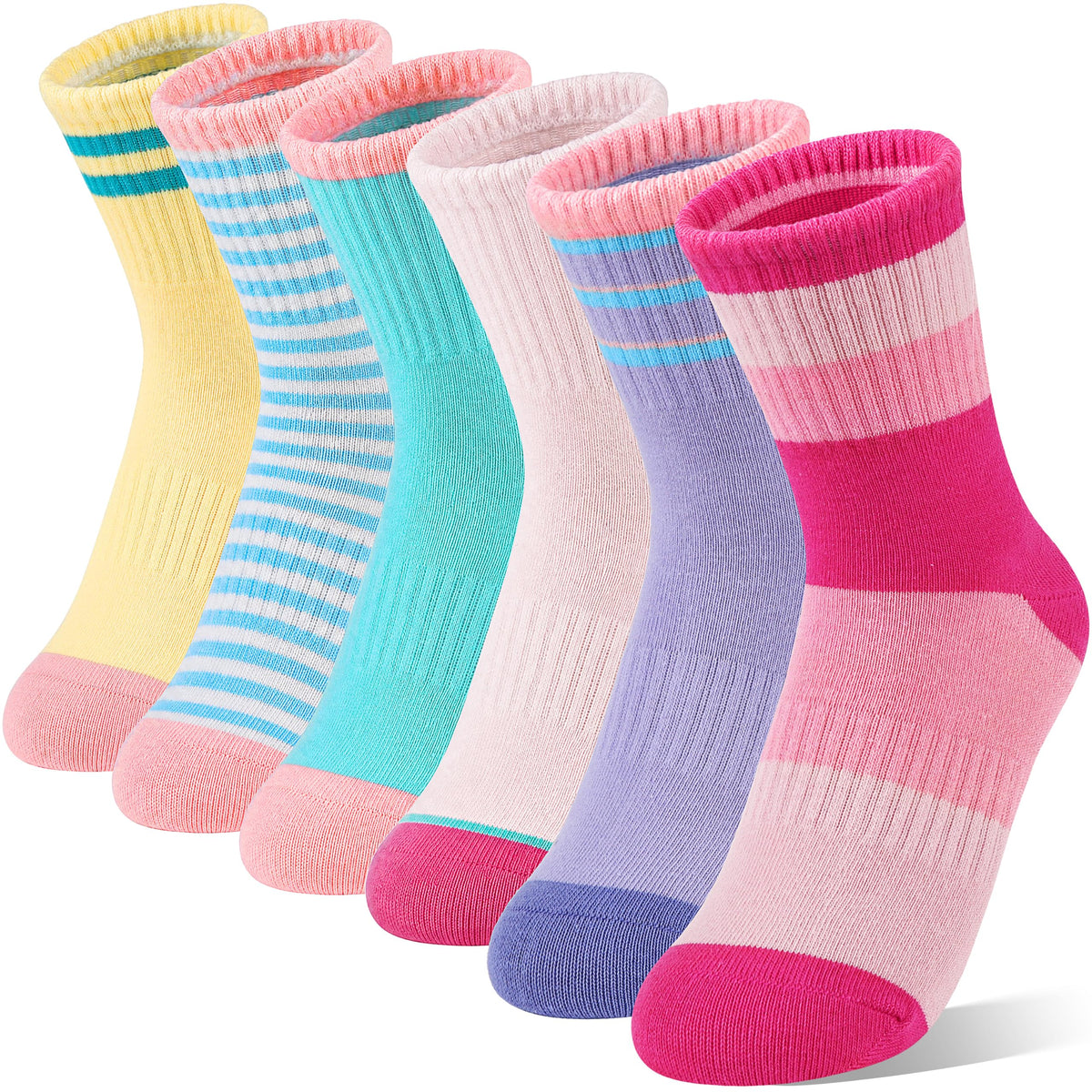 MOGGEI Boys Kids Girls Athletic Socks Basketball Sport Youth Crew Cotton Breathable Outdoor Socks 6 Pairs