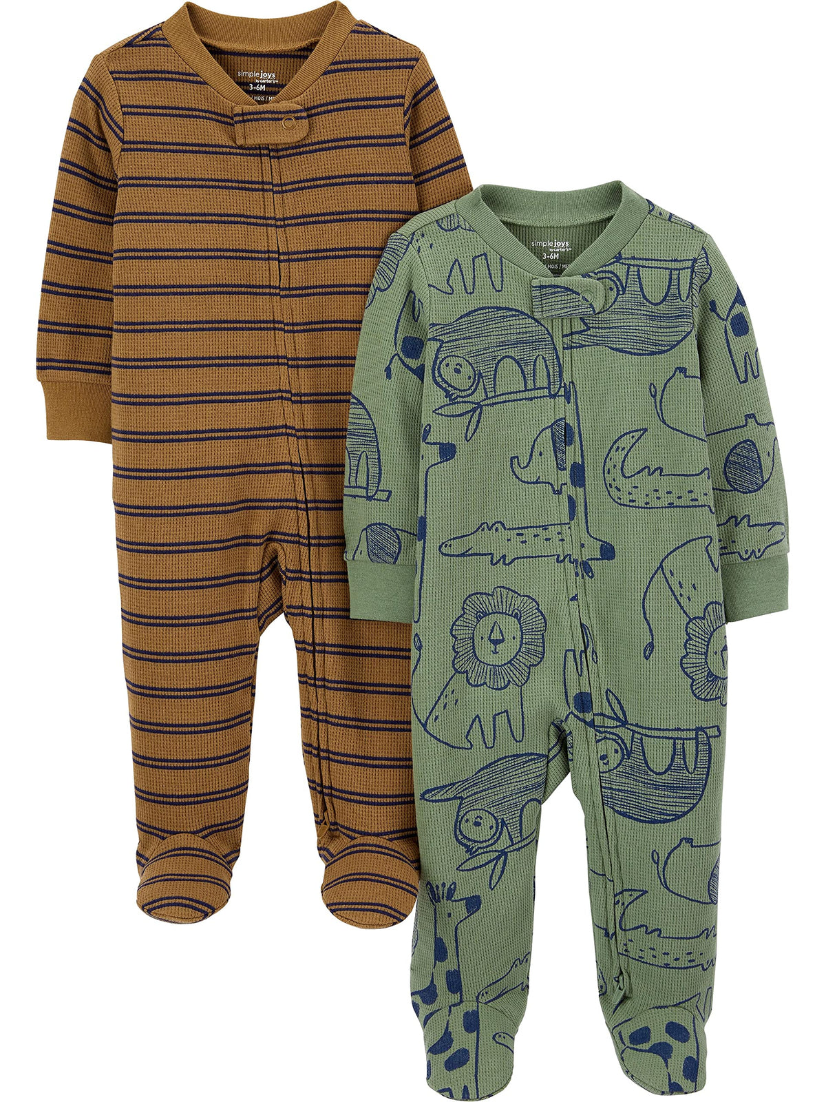 Simple Joys by Carter's Baby Boys' 2-way Zip Thermal Footed Sleep and Play, Pack of 2
