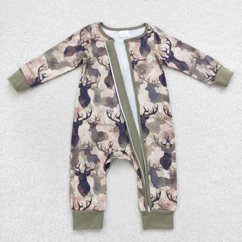 Kids Boy Camo Pajamas Set Deer Hunting Pockets Sleep Wear Winter Clothing