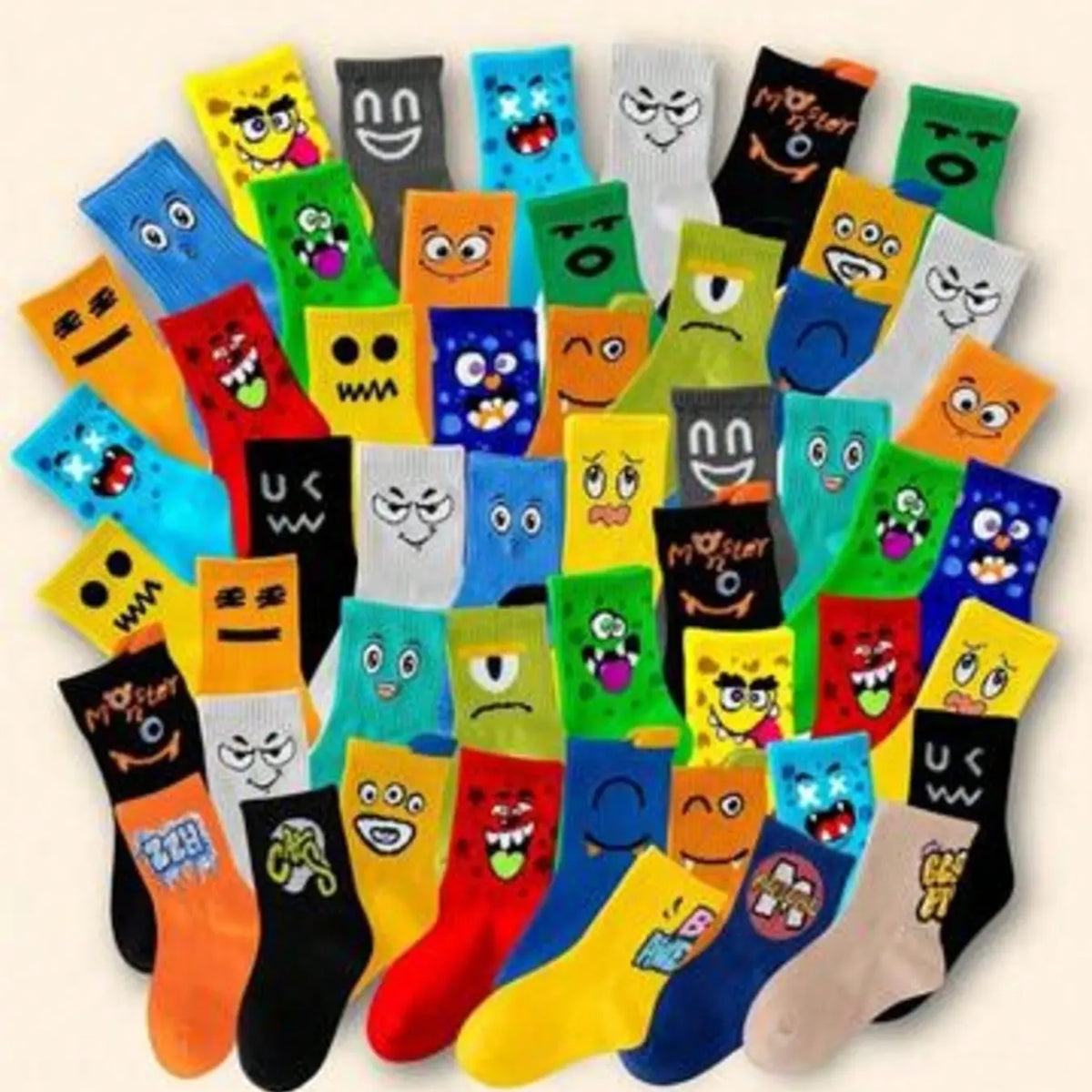 Kids' Mid-Calf Socks, Cute & Fun Patterns, College Style, Breathable & Soft, Suitable for All Seasons, Unisex, Ages 1-16, Teen Socks, 5/10 Pairs, Casual Stylish Socks, Youth Socks