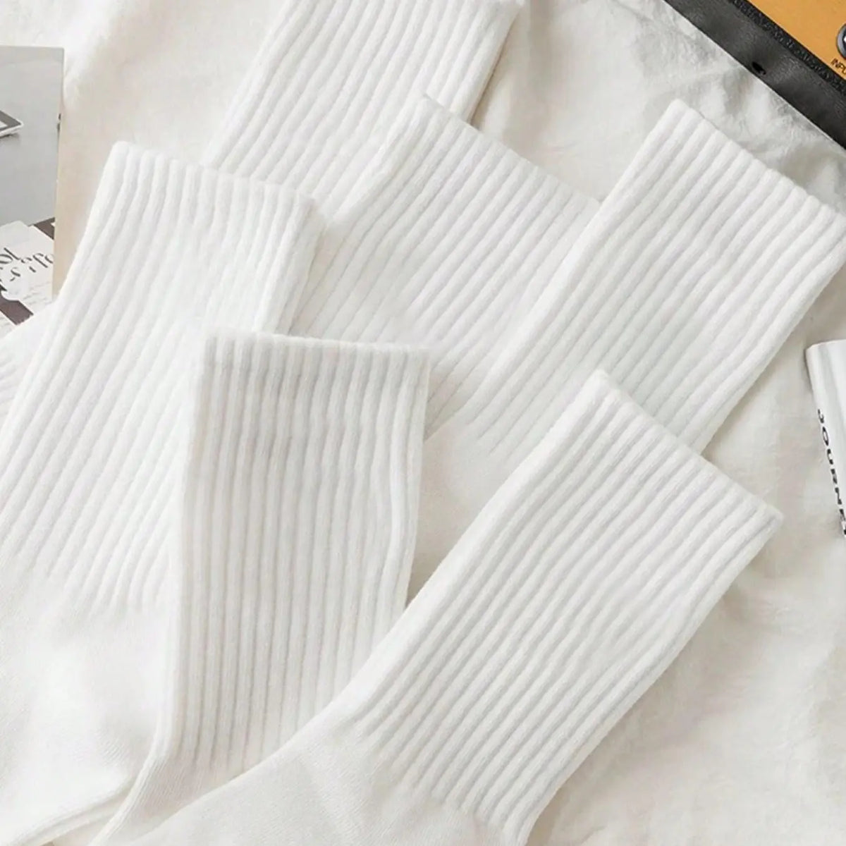 6 Pairs Kids Crew Socks, Unisex Plain High Elastic Mid-Calf, Casual All-Season Sports Socks, Perfect for Daily Wear & Outdoor Activities