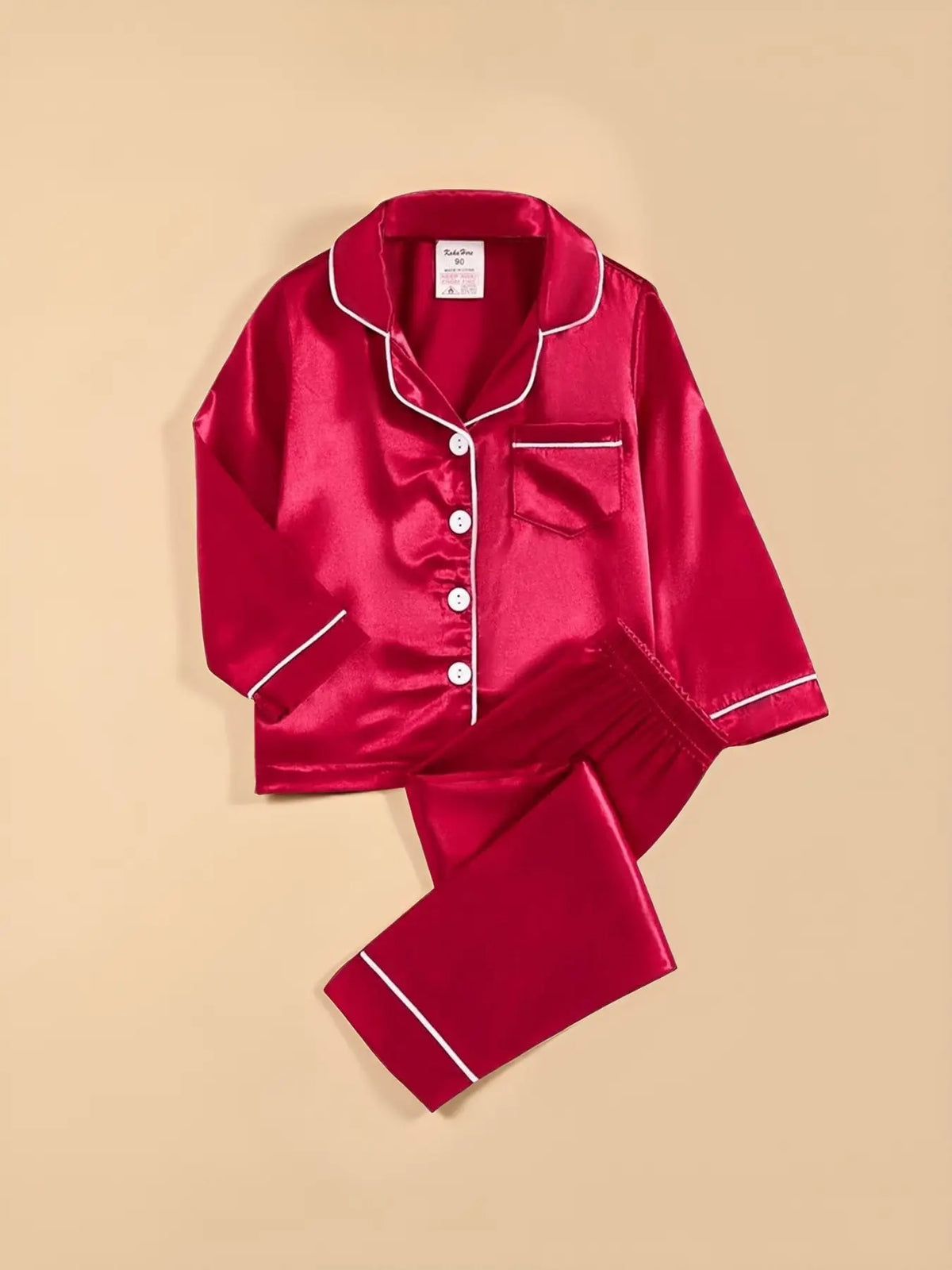 Satin Pajamas Set, Long Sleeve & Pants, Casual Comfy Pajama, Plain Woven Fabric, Casual Summer Sleepwear for Boys & Girls, Snug Fit Pajamas, Fitted Style, Pajama Lounge Sets, Pyjamas Set, Toddler Pjs, Pajama Clothes